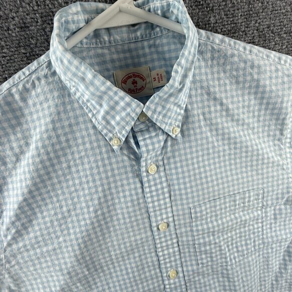 Brooks Brothers Cotton Blue Medium Button-Down Check Men Shirt Long Sleeve Adult - Picture 7 of 14